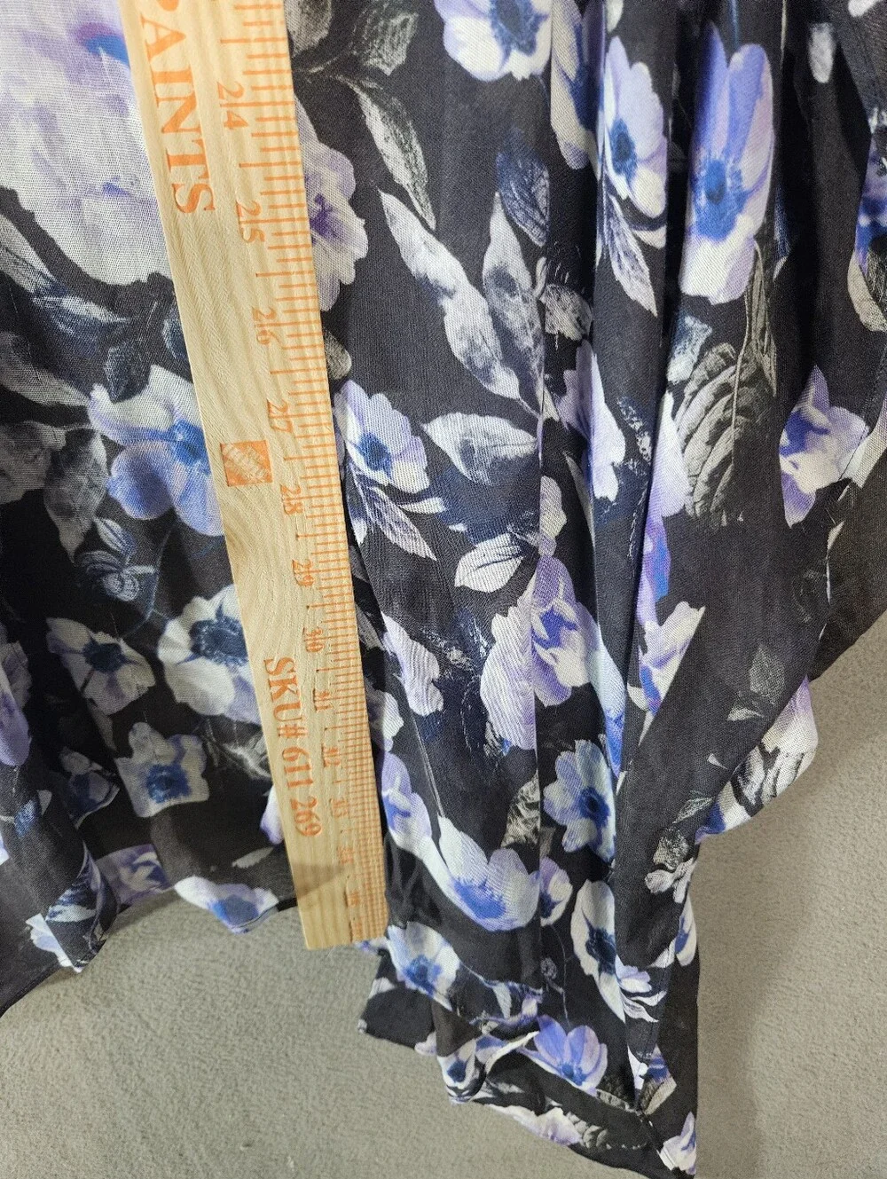 Rebecca Minkoff sheer black purple floral kimono Midnight Garden ruana wrap NWT